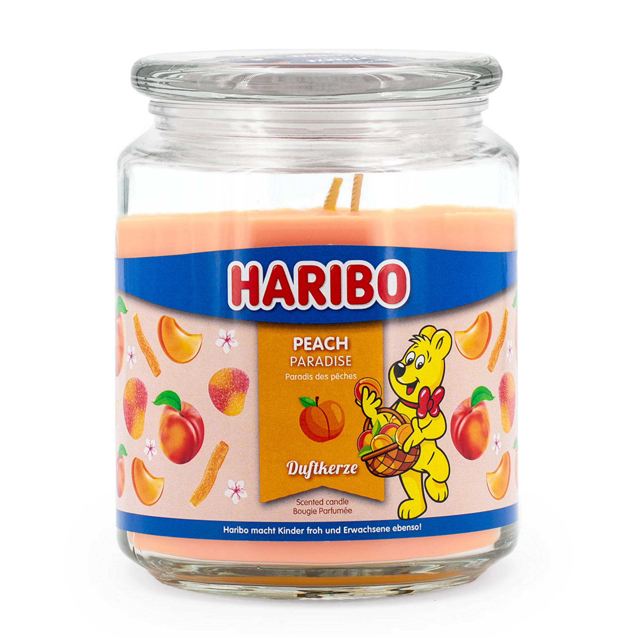 VONNÁ SVÍČKA Transparentní ve skle Peach Paradise dvojitý knot 510 g