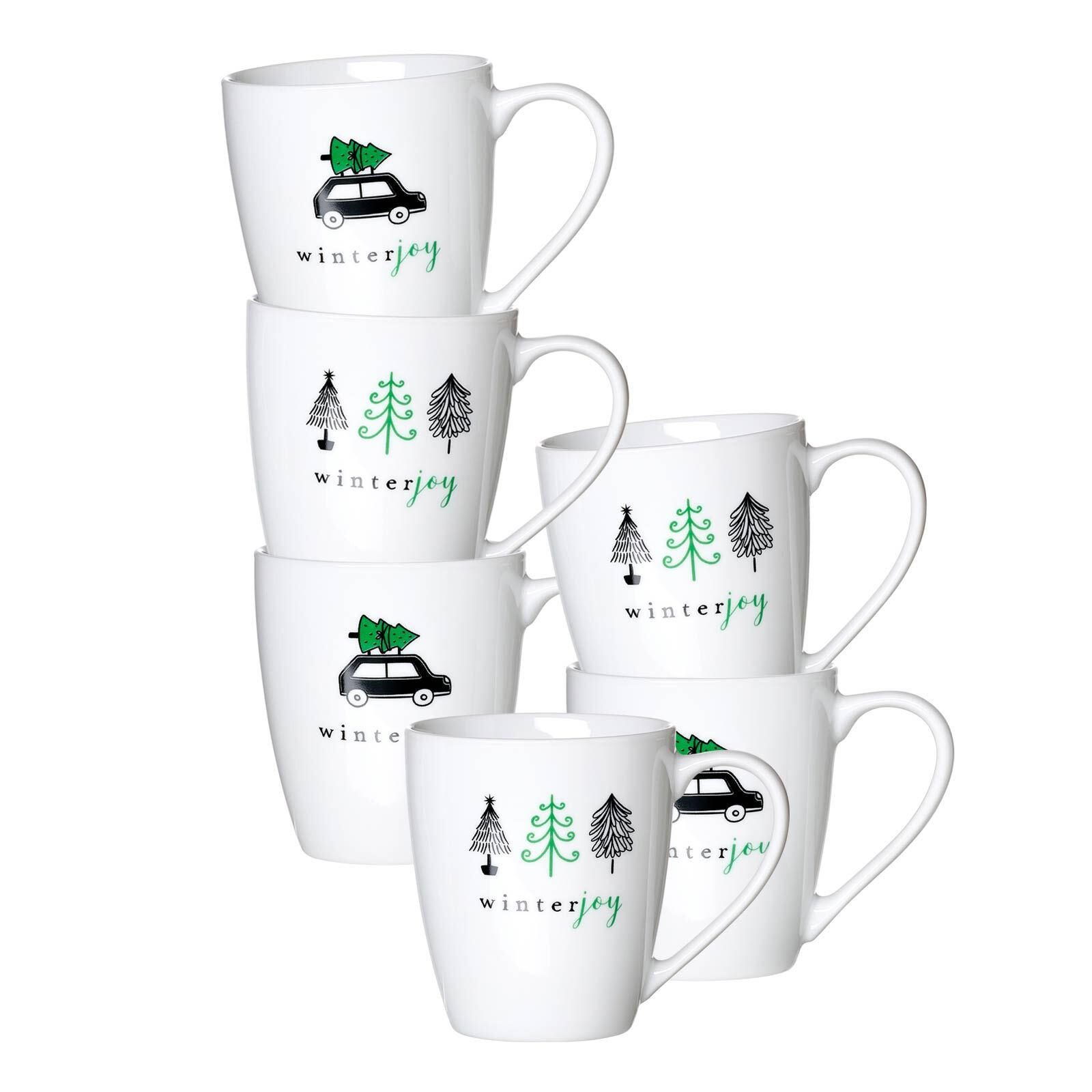 HENKELBECHER Winter Joy Green weiß 360 ml 6er Set - Weiß, Keramik (0.36L) - Ritzenhoff Breker