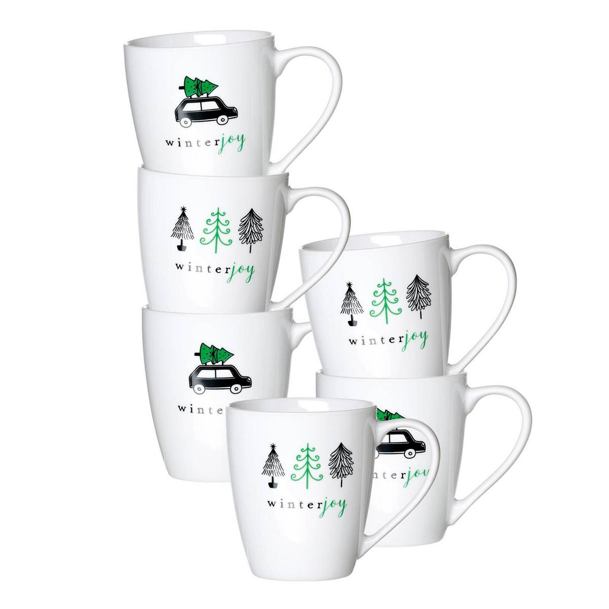HENKELBECHER Winter Joy Green weiß 360 ml 6er Set - Weiß, Keramik (0.36L) - Ritzenhoff Breker