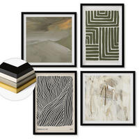 WANDBILDER 4er-Set - 50x50 cm & 40x60 cm Schwarzer Rahmen - Formmuster in Grün - Schwarz, Kunststoff (50/50cm) - ArtPrintCave