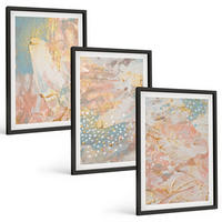 BILDER SET 3er Set - 40x60 cm Schwarzer Rahmen - Abstrakte Pastellmuster - Schwarz, Kunststoff (40/60cm) - TULUP