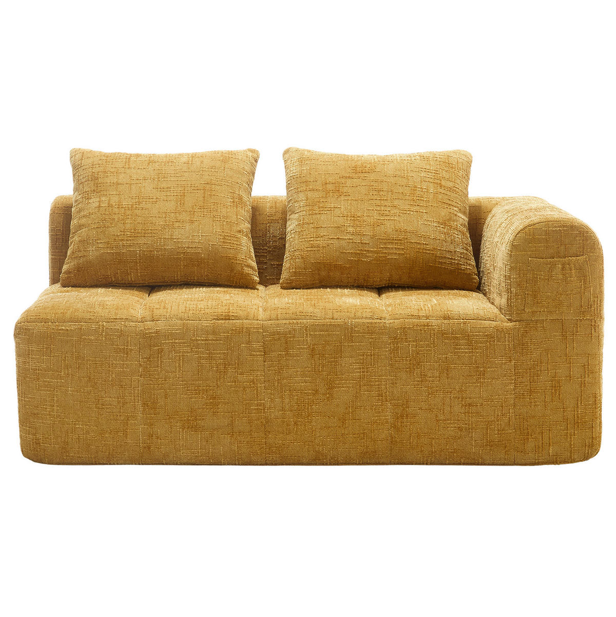 SOFA mit Seitentaschen 158 x 90 x 60 cm Chenille Yellow - Gelb, Kunststoff (158/60/90cm) - Meubliv