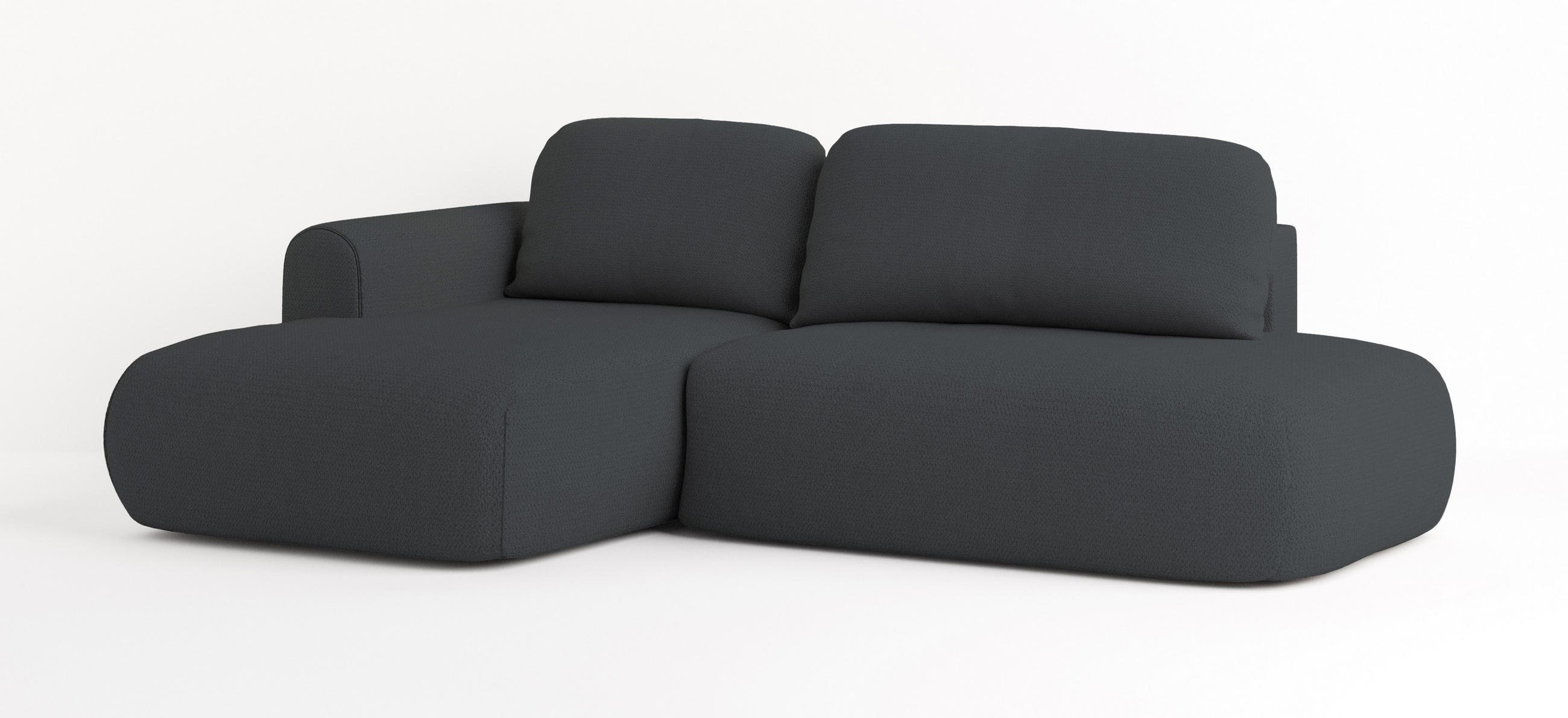 ECKSOFA NUVIRA L-S Graphitfarben Geflochtener Stoff mit Schlaffunktion - Graphitfarben, Holz (274/165cm) - MASSENO