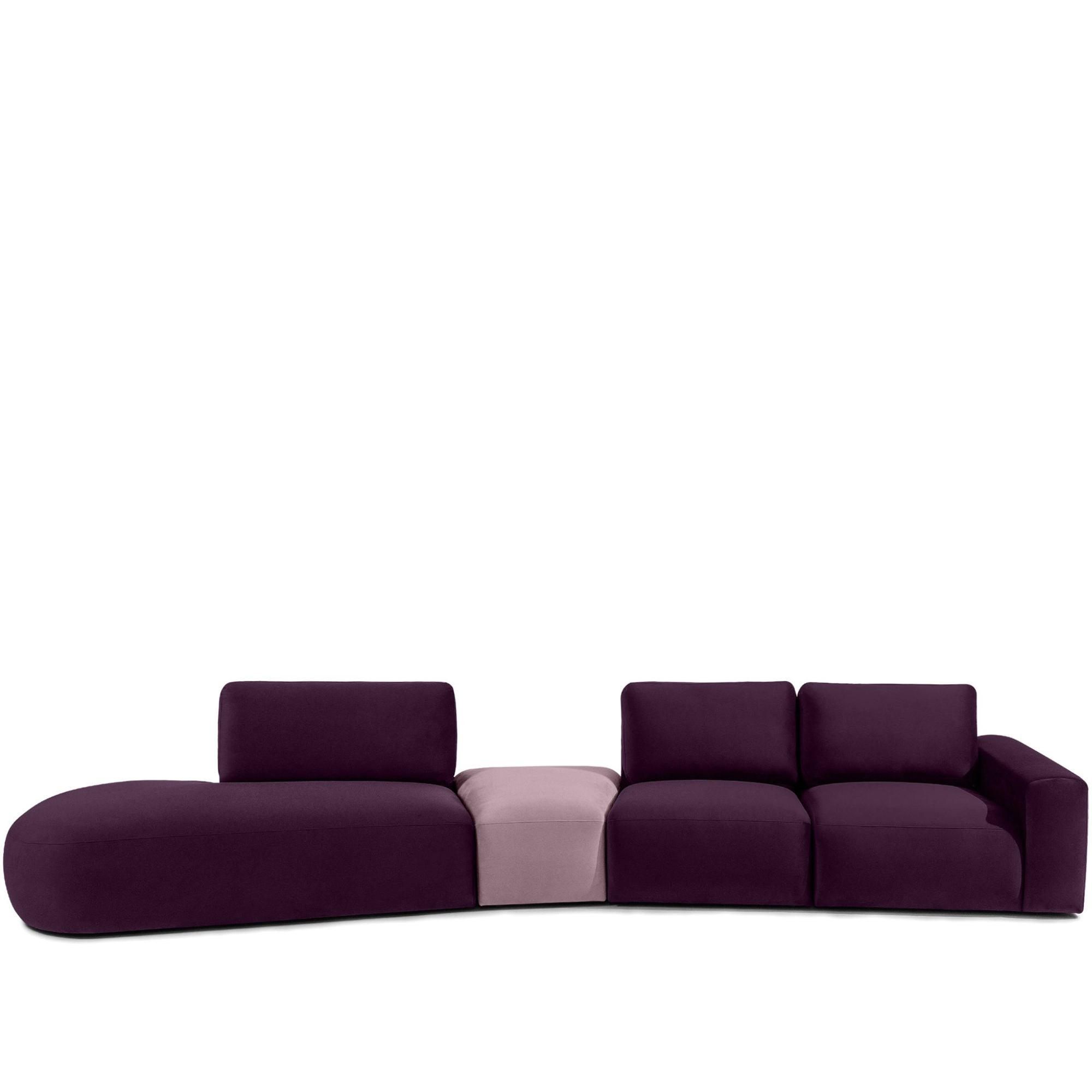 5-SITZER ECKSOFA ZUCCO Velour links, Purpur - Violett, Textil (430/84/105cm) - KONSIMO®