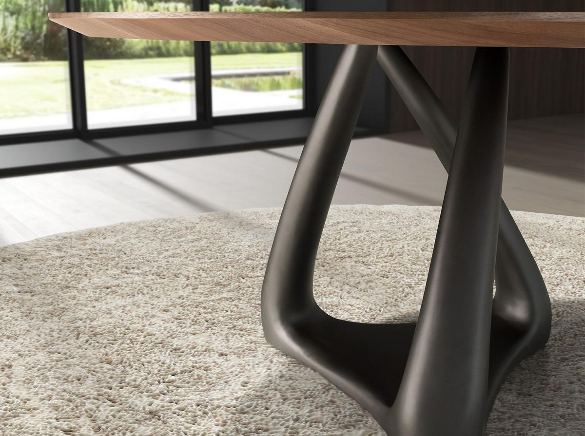 ESSTISCH Runder aus Nussbaum, dunkelgrauem Fiberglas und Metall Ø135/75 cm - Dunkelgrau/Nussbaumfarben, Holz/Naturmaterialen (135/135/75cm) - ANGEL CERDA