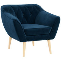 SESSEL Pirs 1 Sitzer Velvet Dunkelblau - Dunkelblau/Braun, Holz/Textil (80/75/74cm) - MKS
