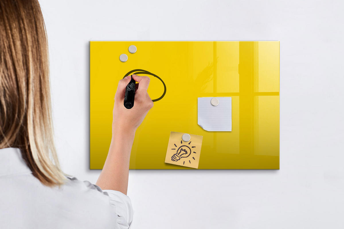 MAGNETTAFEL 60x40 Gelb schwarzer Marker - Gelb, Glas (60/0.4/40cm) - TULUP