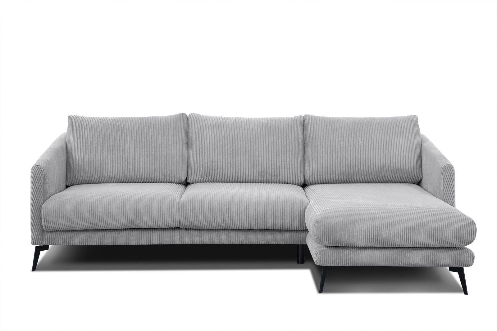 ECKSOFA VILT 4-Sitzer, hellgrau - Hellgrau/Schwarz, Holzwerkstoff/Textil (255/156cm) - Courtois Laville