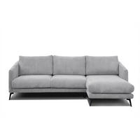 ECKSOFA VILT 4-Sitzer, hellgrau - Hellgrau/Schwarz, Holzwerkstoff/Textil (255/156cm) - Courtois Laville