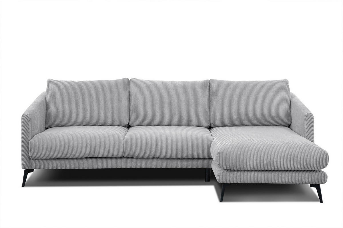 ECKSOFA VILT 4-Sitzer, hellgrau - Hellgrau/Schwarz, Holzwerkstoff/Textil (255/156cm) - Courtois Laville