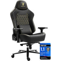 GAMING-STUHL & 4D Armlehnen, Höhenverstellbarer für Gamer/Esport - Schwarz, Leder (70/133/70cm)