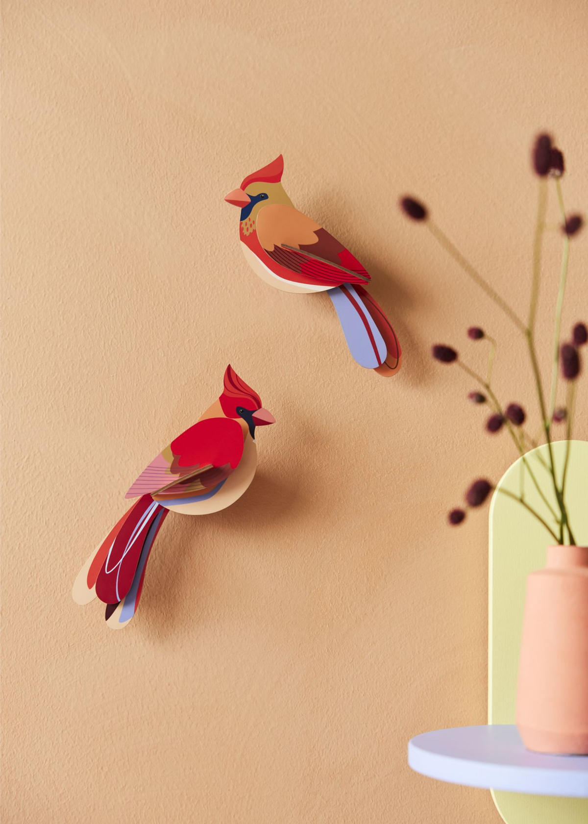 WANDDEKO Kardinal 4.5/5.5 cm - Multicolor, Wellpappe (4.5/5.5/17cm) - KUNSTLOFT