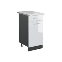DULAP DE BAZĂ DE BUCĂTĂRIE R-Line, Alb lucios ridicat/antracit, 40 cm стільниця Мармур - alb lucios/antracit, compozit lemnos (40/81.6/60cm) - Vicco
