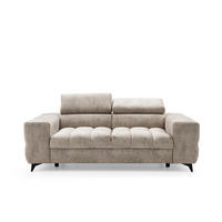 2-SITZER-SOFA PUDDING 209 cm Velours Beige - Beige/Schwarz, Holz/Textil (209/93/100cm) - Muffo
