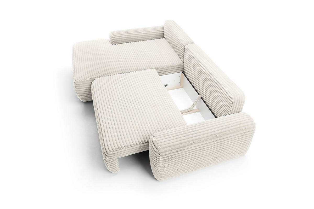 ECKSOFA Cordina Weiß, mit Schlaffunktion und Bettzeugbehälter, linke seite - Weiß, Holzwerkstoff (264/162cm) - Bettso