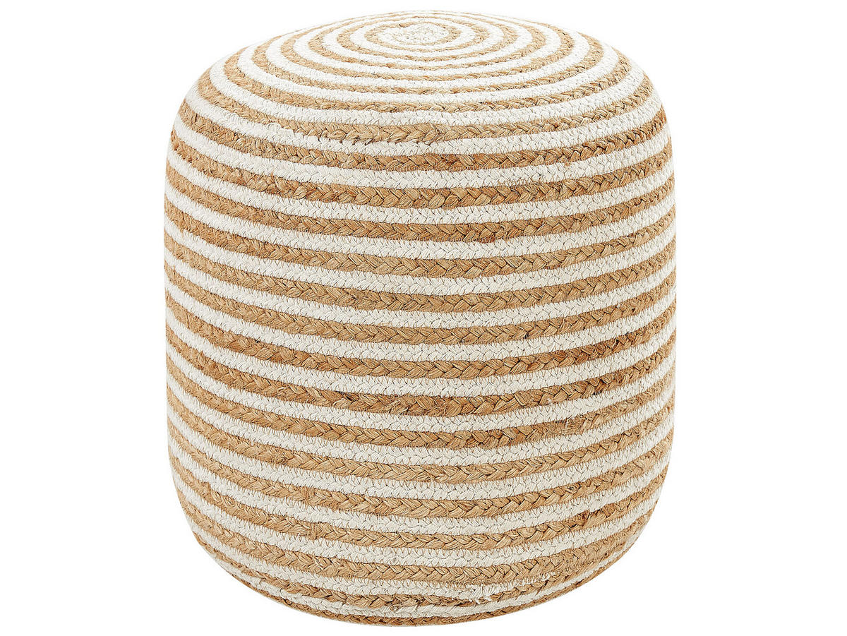 POUF Beige Resafa - Beige/Weiß, Naturmaterialen (40/40/40cm) - Beliani