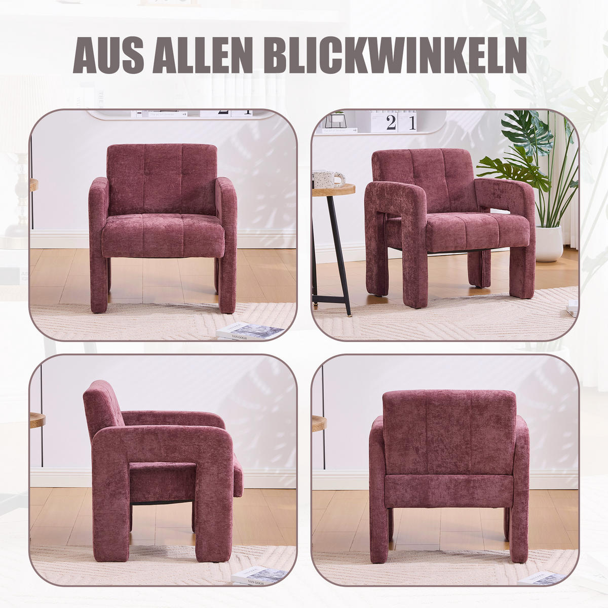SESSEL Chenille 67x69x74 cm-Polstersessel Belastbar,Rot - Grün, Textil/Metall (67/74/69cm) - PARAFTA HOME