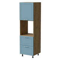 BACKOFENUMBAUSCHRANK Bari D14/RU/2 356 Eiche Artisan / RAL 5024 pastellblau 60 / 59 / 207cm Blum Teilauszug - Blau/Eiche Artisan, Holz/Holzwerkstoff (60/207/59cm) - Feldmann-Wohnen