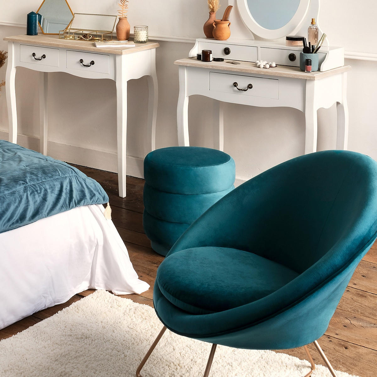 HOCKER aus Velours Sina 40/40/40 cm - Anthrazit, Textil (40/40/40cm) - Atmosphera Createur d´interieur