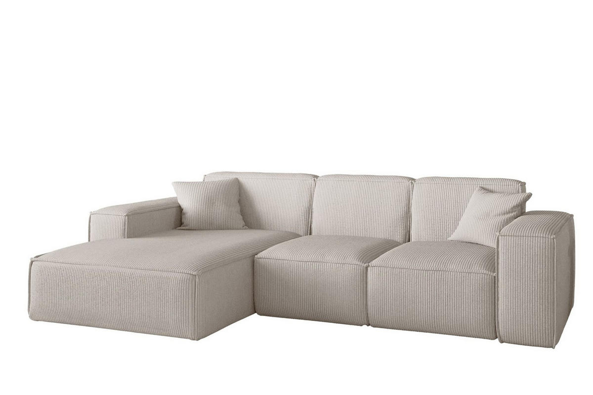 ECKSOFA Celes Premium Stoff Scala - Beige, Holzwerkstoff/Textil (266/165cm) - Fun Möbel