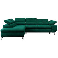 ECKSOFA PETER L Dunkelgrün Velvet - Links Seite - Dunkelgrün/Schwarz, Textil/Metall (208/273cm) - MKS