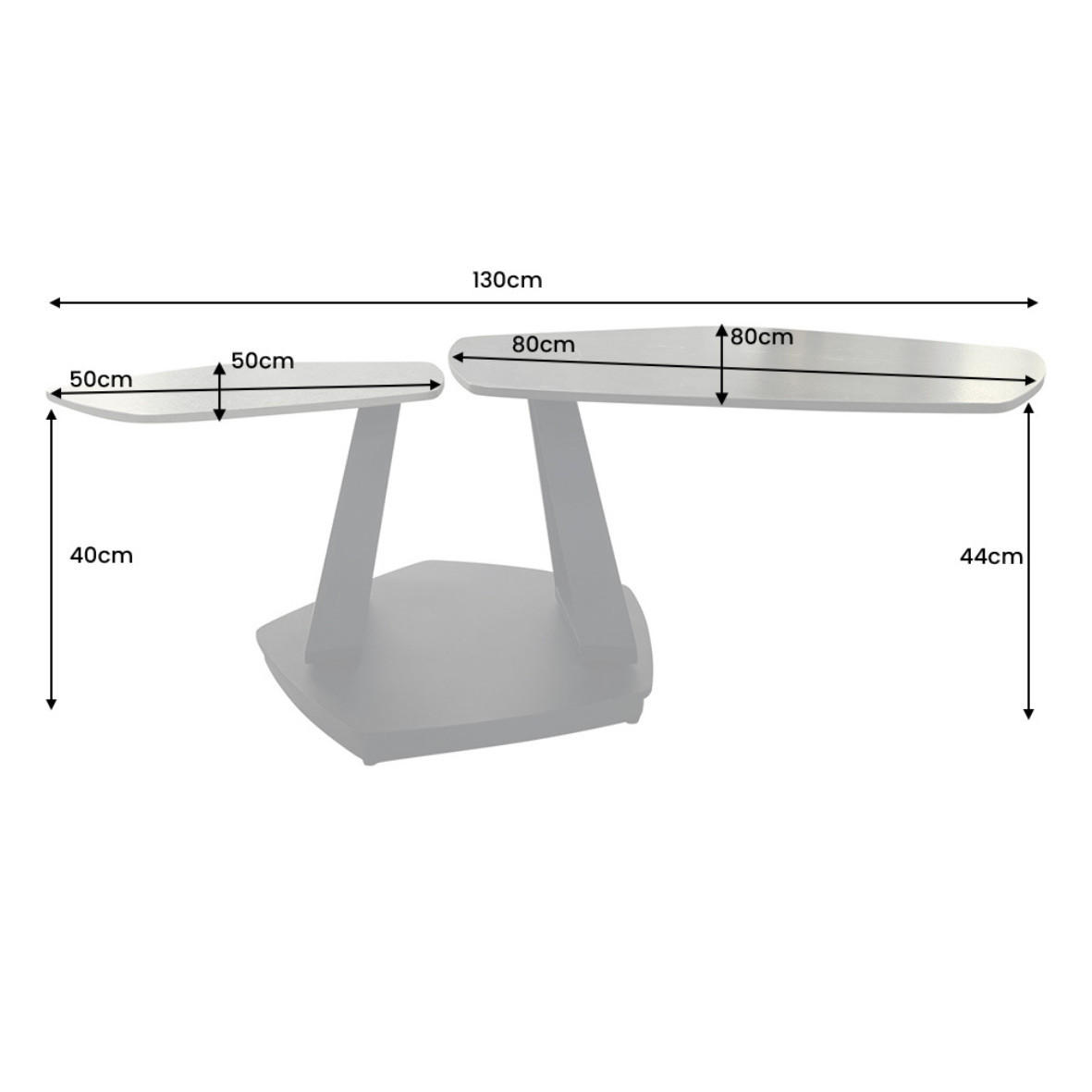 COUCHTISCH MOVEMENT quadratisch Grau 130cm - Grau, Keramik/Metall (95/130/44cm) - riess-ambiente