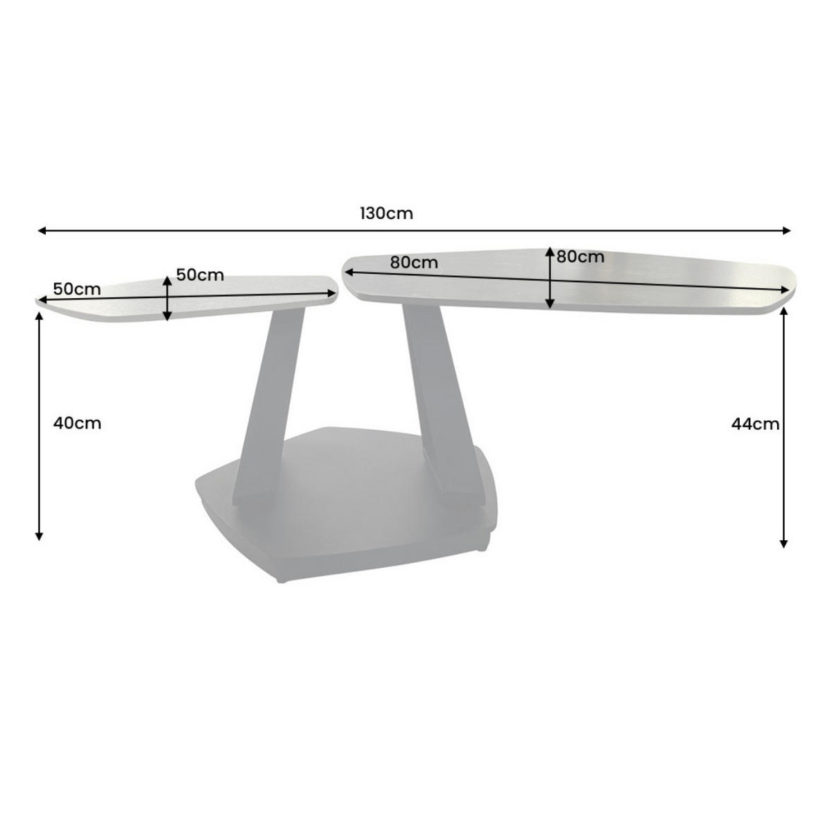 COUCHTISCH MOVEMENT quadratisch Grau 130cm - Grau, Keramik/Metall (95/130/44cm) - riess-ambiente