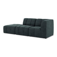 ECKSOFA Links Samt Stoff Blau - Petrol/Schwarz, Holzwerkstoff/Kunststoff (240/90cm) - Makamii