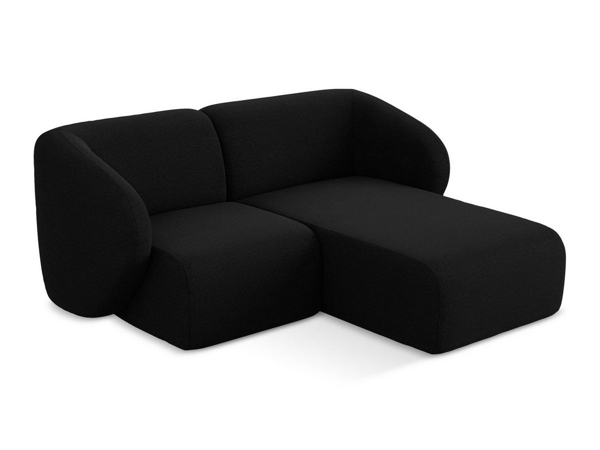 ECKSOFA Rechts Bouclé Stoff Schwarz - Schwarz, Holzwerkstoff/Kunststoff (178/166cm) - Makamii