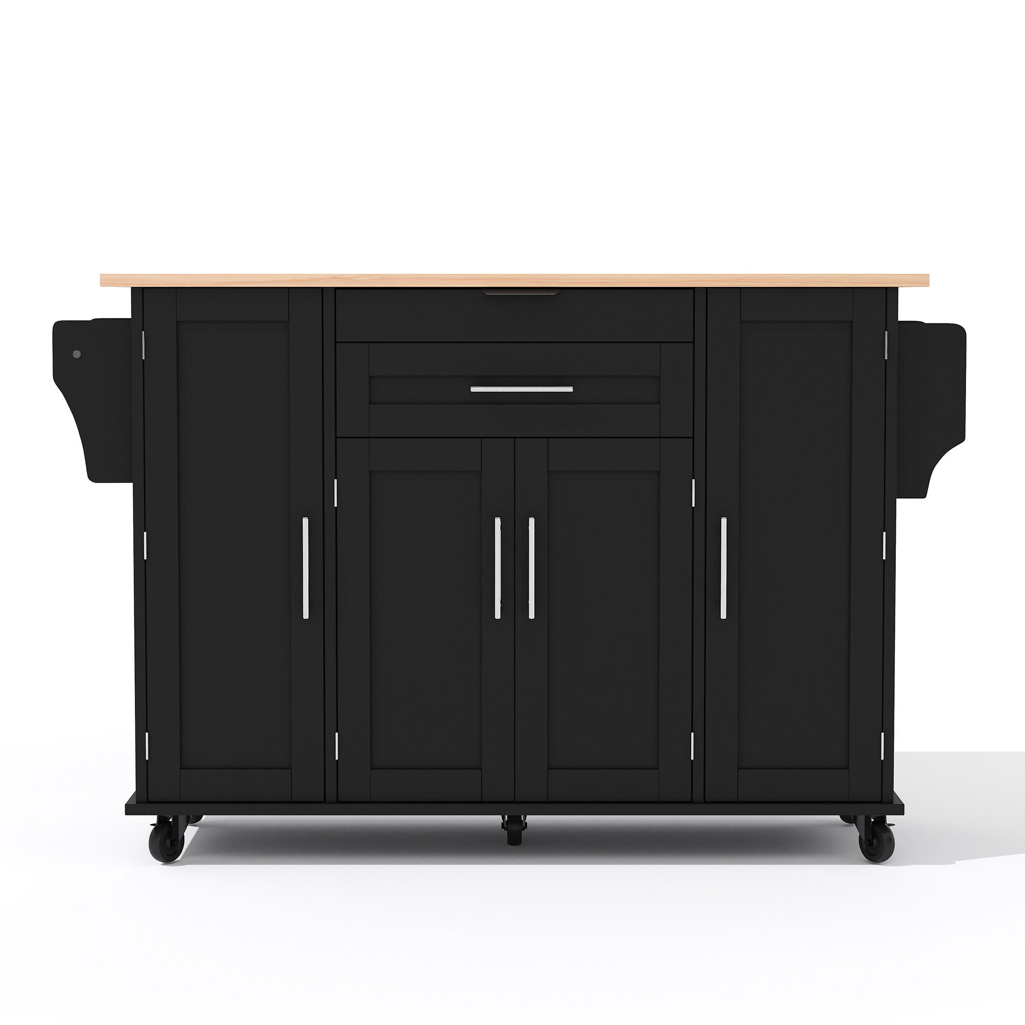 KÜCHENINSEL Schwarz 136/70/92 cm - Schwarz, Holzwerkstoff (136/92/70cm) - PANGIVO