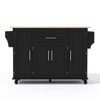 KÜCHENINSEL Schwarz 136/70/92 cm - Schwarz, Holzwerkstoff (136/92/70cm) - PANGIVO