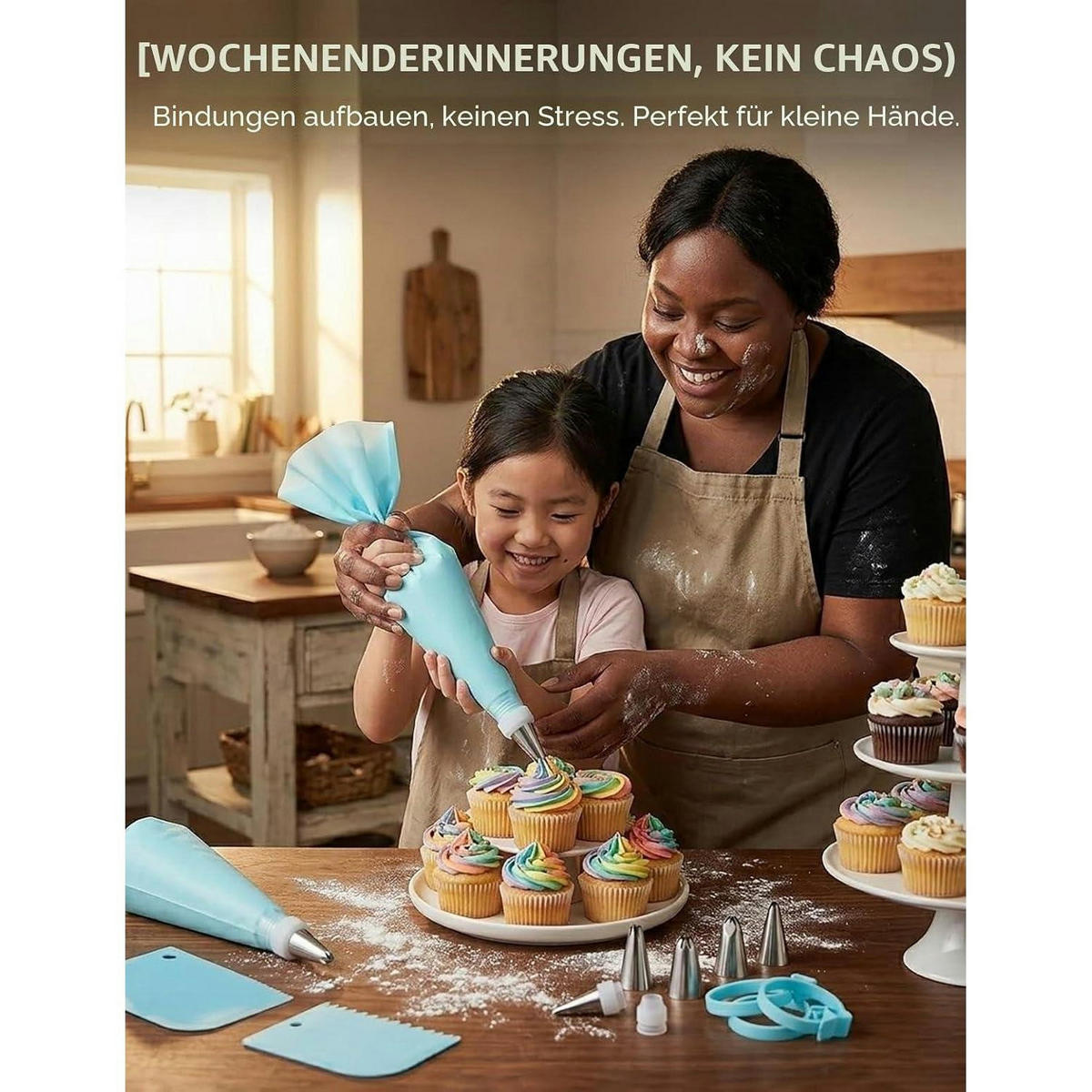 SPRITZBEUTEL-SET 21-teilig mit Edelstahl-Spritztüllen - Weiß, Kunststoff (17/31/31cm)