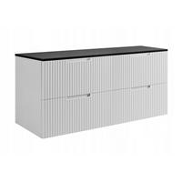 WASCHBECKUNTERSCHRANK VENA 120 cm mit Arbeitsplatte Farbe: Matt schwarz gerillte Vorderseite Matt weiß - Schwarz/Weiß, Holzwerkstoff (120/58/46cm) - Rodan