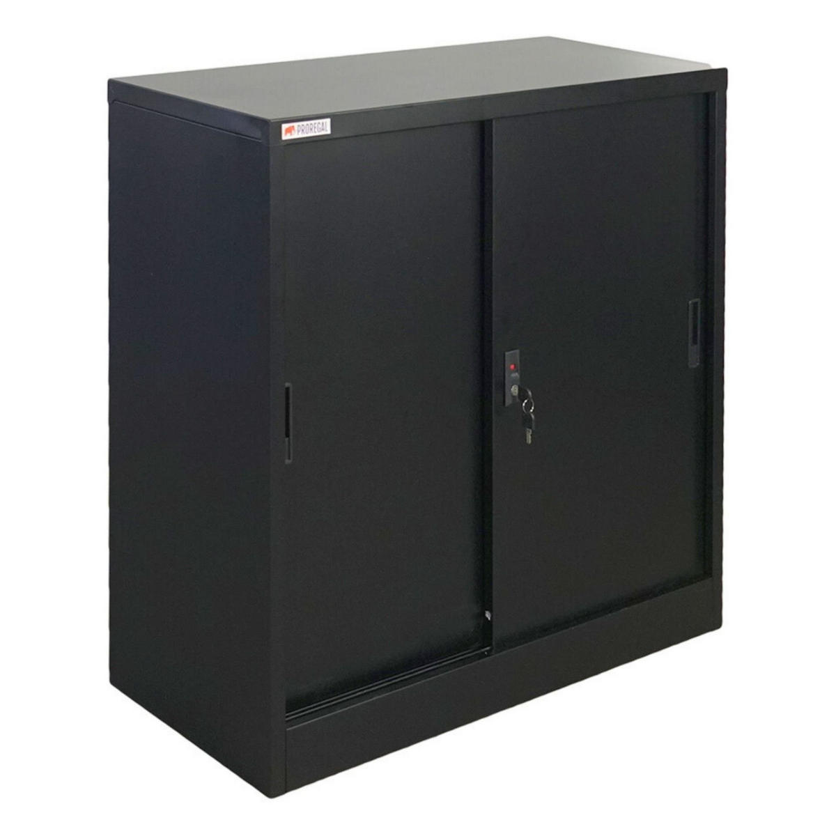 AKTENSCHRANK Elephant mit Schiebetüren 90x90x40cm Schwarz - Schwarz, Metall (90/90/40cm) - PROREGAL