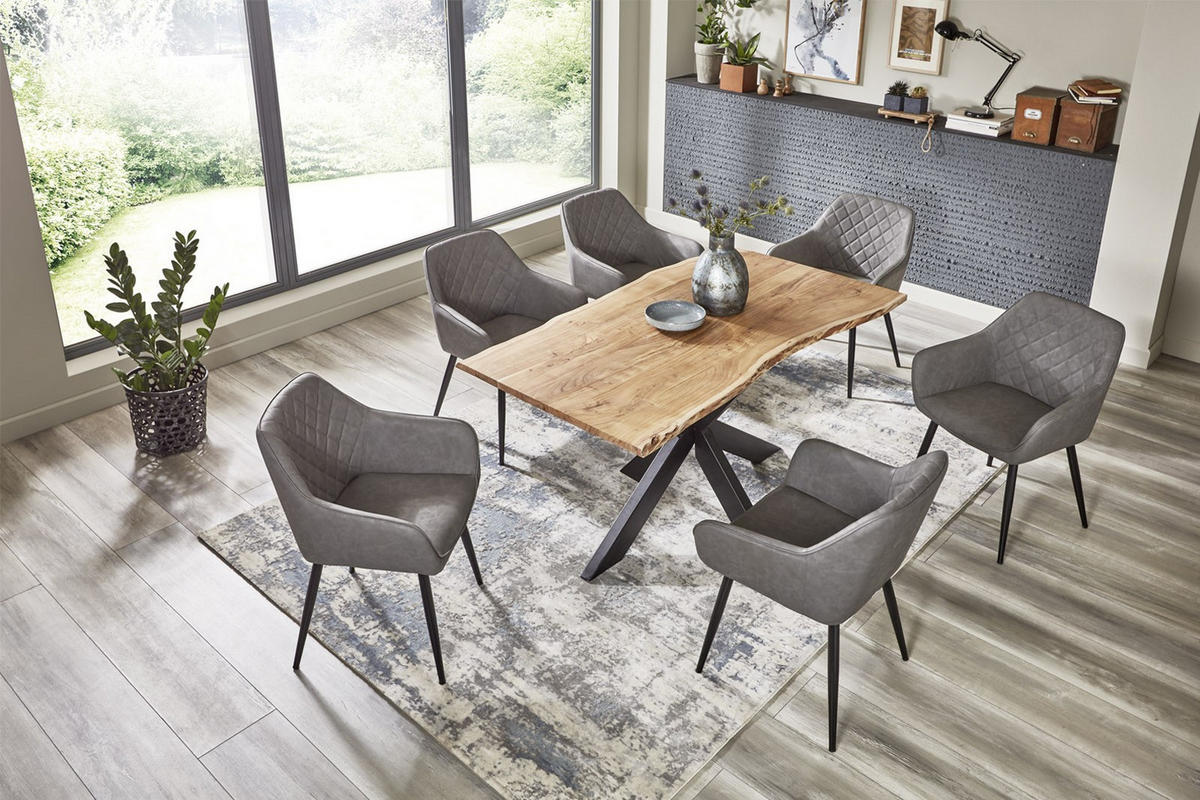 ESSTISCH BENNI - Beige/Schwarz, Holz/Metall (85/160/77cm) - SAM