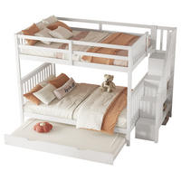 ETAGENBETT 140/200 cm Weiß mit Ausziehbett und Treppenregal - Weiß, Holz (140/200cm) - Flora Grace