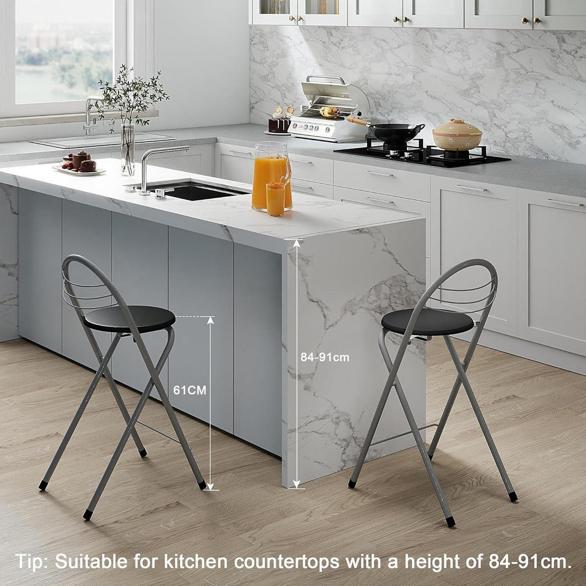 BARHOCKER Klappbar Sitzhöhe 61 cm Schwarz/Silber - Multicolor, Metall (36/79/41cm)