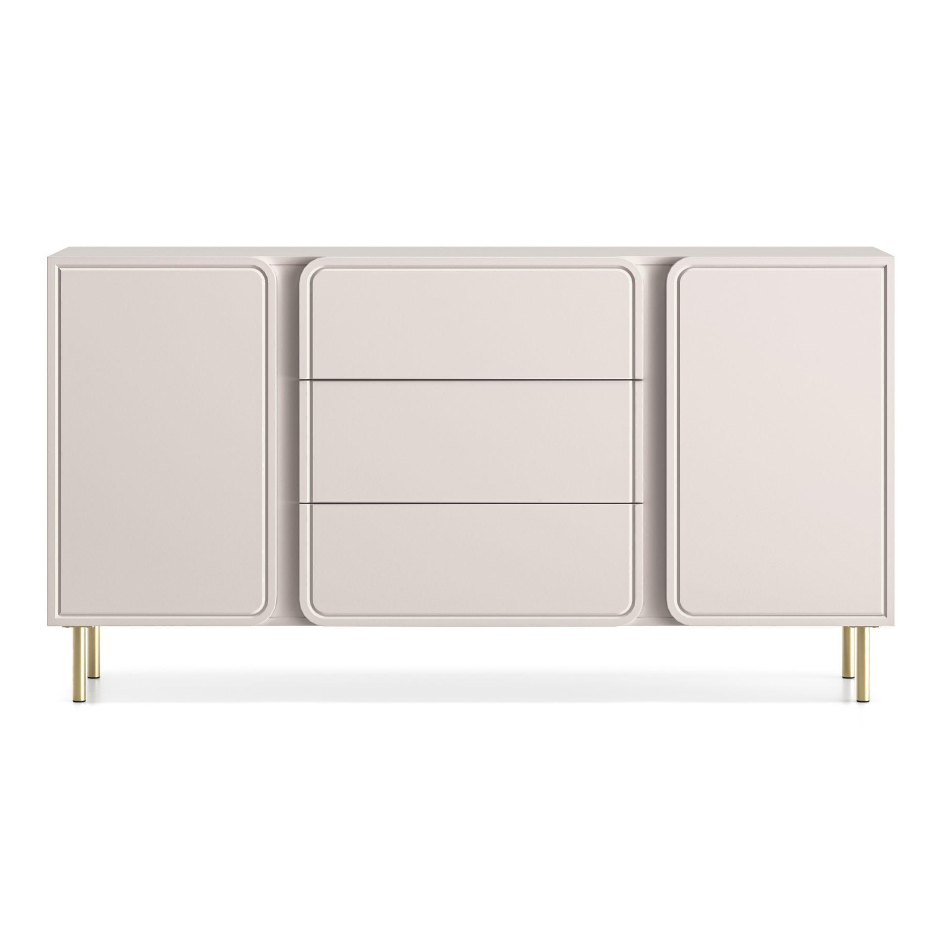 SIDEBOARD Loppa Kaschmirbeige 160 cm - Beige/Goldfarben, Holzwerkstoff/Metall (160/85/40cm) - Selsey