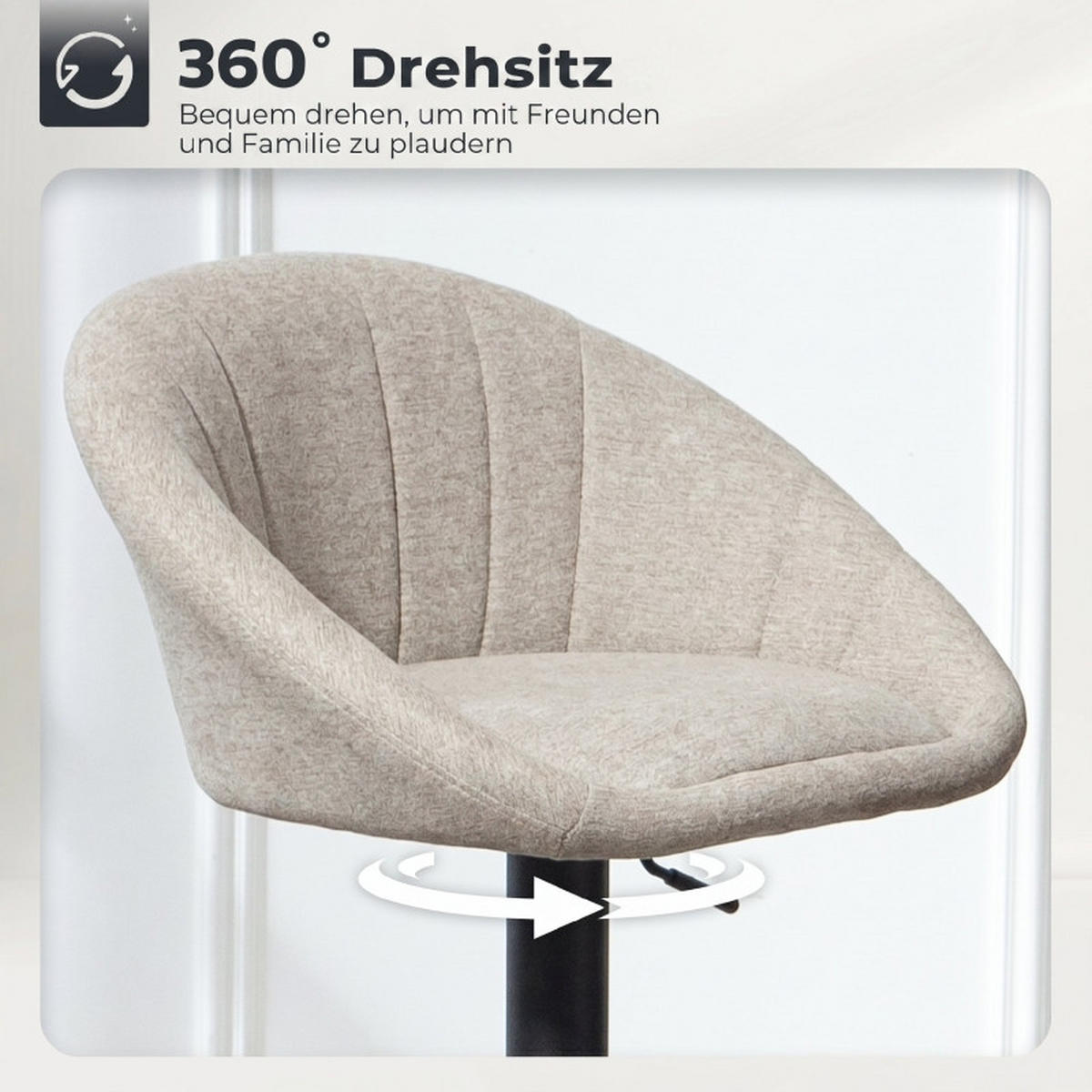 BARHOCKER DE-36068 2er Set drehbar höhenverstellbar Grau - Beige, Metall (46/103/53.5cm) - ComfortXL