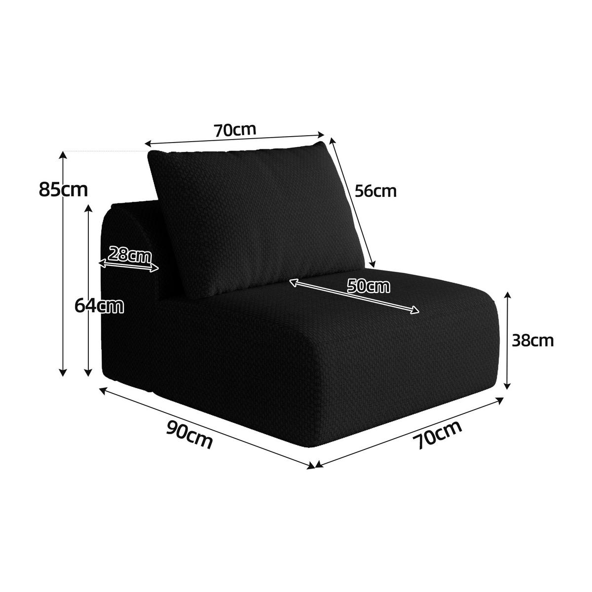 SOFAELEMENT DE-34711 1‑Sitzer‑Modul Schwarz - Schwarz, Textil (90/85/70cm) - ComfortXL