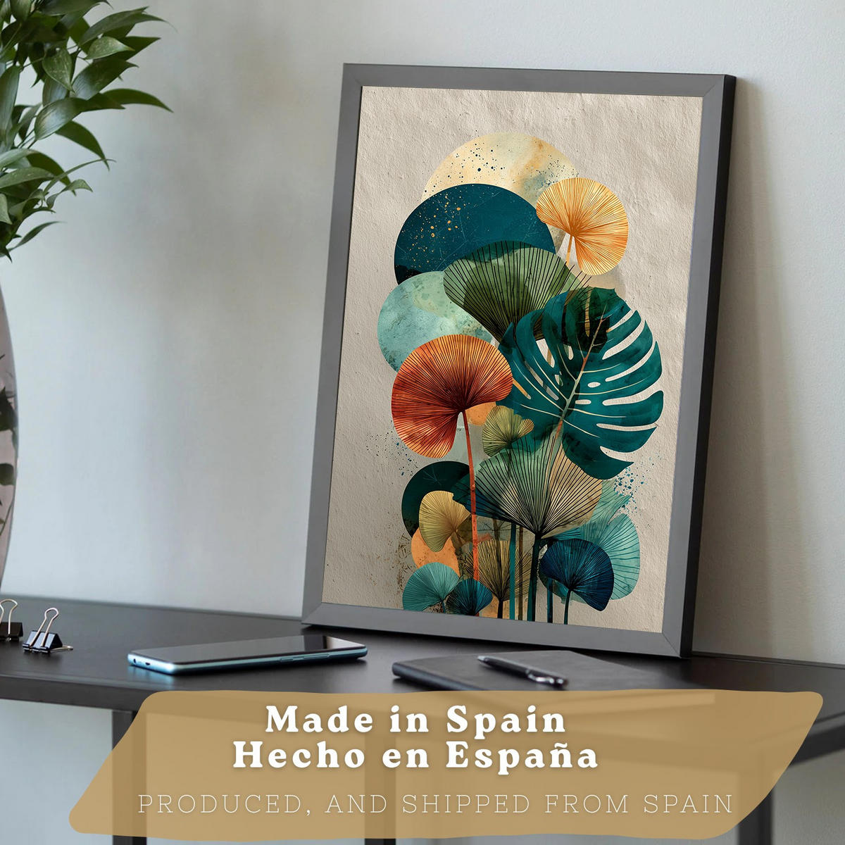 PLAKAT Sada 3 Barevná botanika A3 Černý rám - černá, papír (29.7/1/42cm) - Nacnic