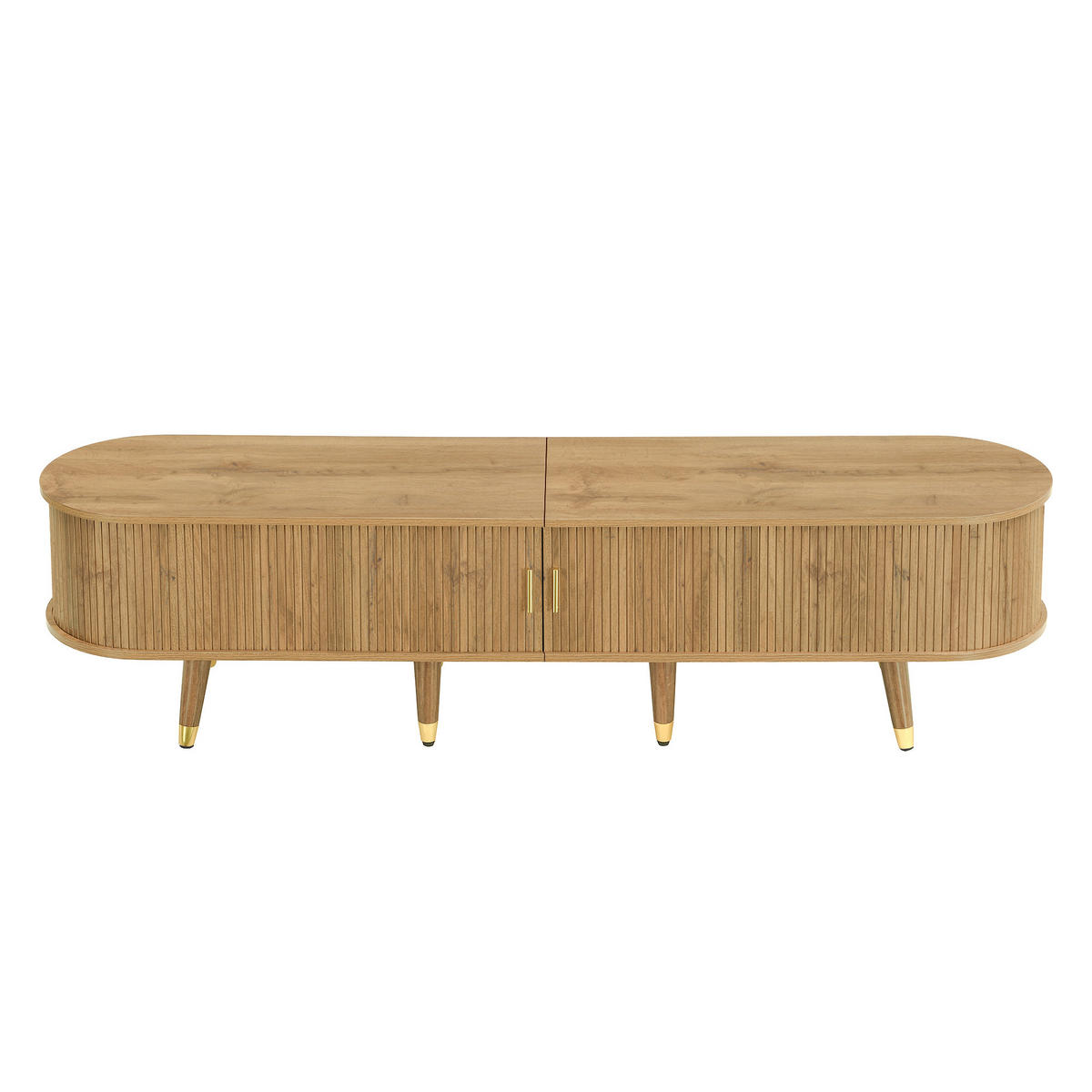 TV-ELEMENT175X38X45CM MDF SchiebetürenHolzoptik mit Kabelmanagement - Naturfarben, Holz (45.72/17.15/118cm) - Raelunyi