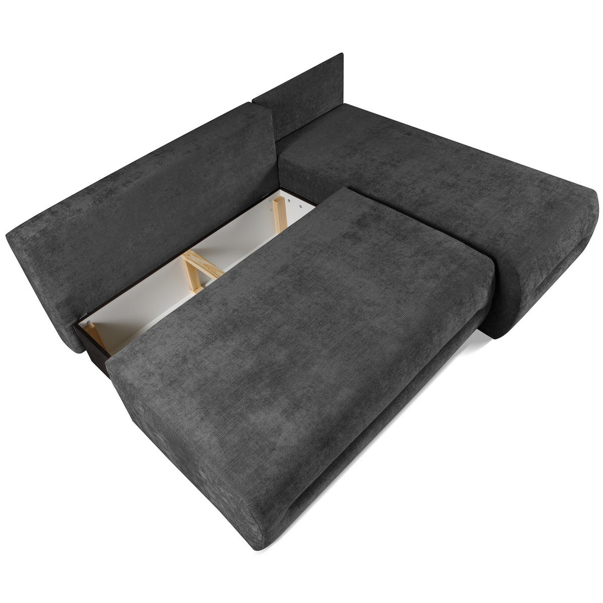 ECKSCHLAFSOFA Liana mit Schlaffunktion und Bettkasten, Rechts, Dunkelgrau - Dunkelgrau, Textil (154/206cm) - Beautysofa