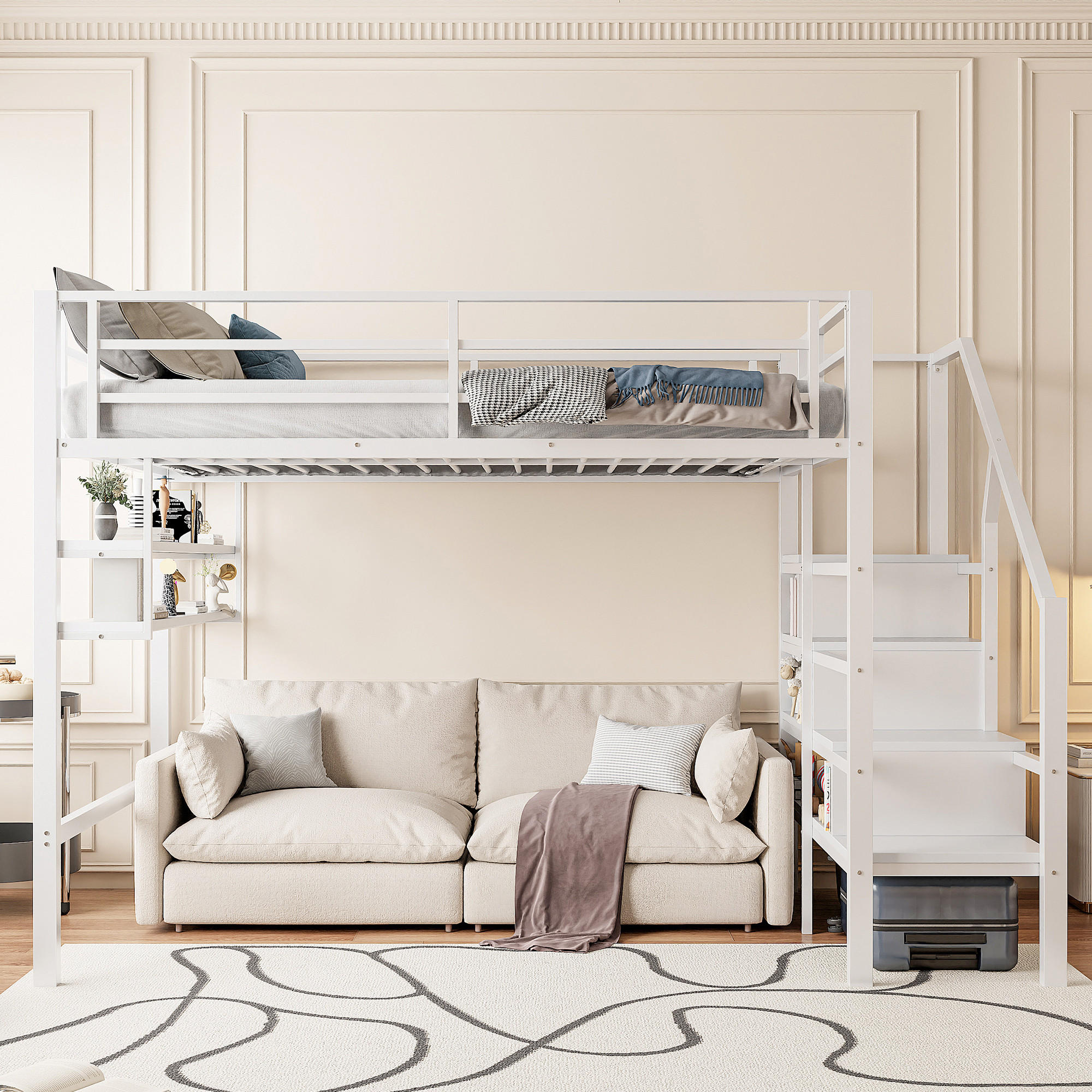 HOCHBETT Weiß 255/145/160 cm - Weiß, Metall - Urban Meuble