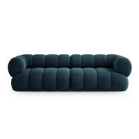 SOFA Koge aus Samt petrol 4 Sitzplätze - Petrol, Textil (95/70/240cm) - Cosmopolitan Design