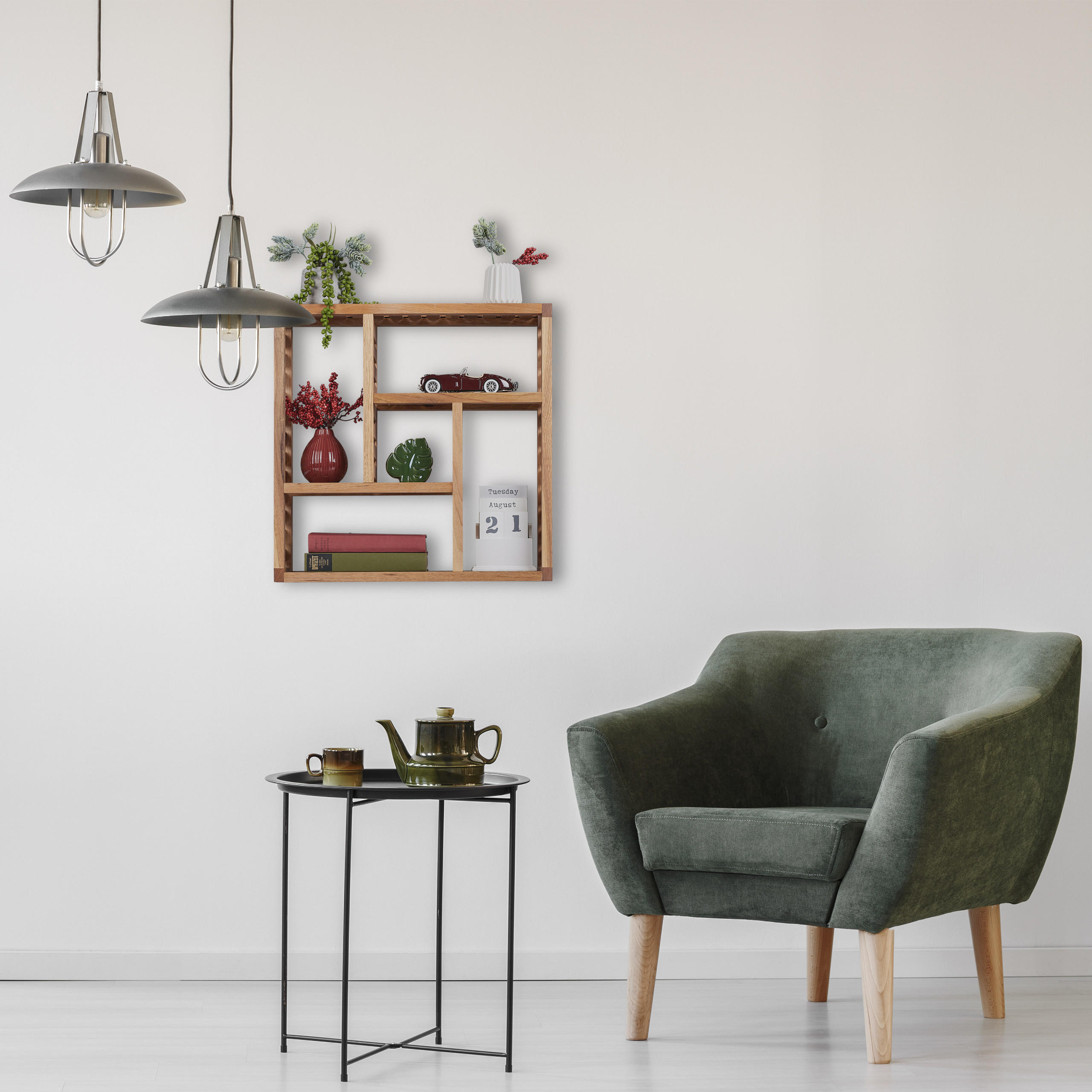 WANDREGAL - Hellbraun, Holz (50/50/15cm) - Relaxdays