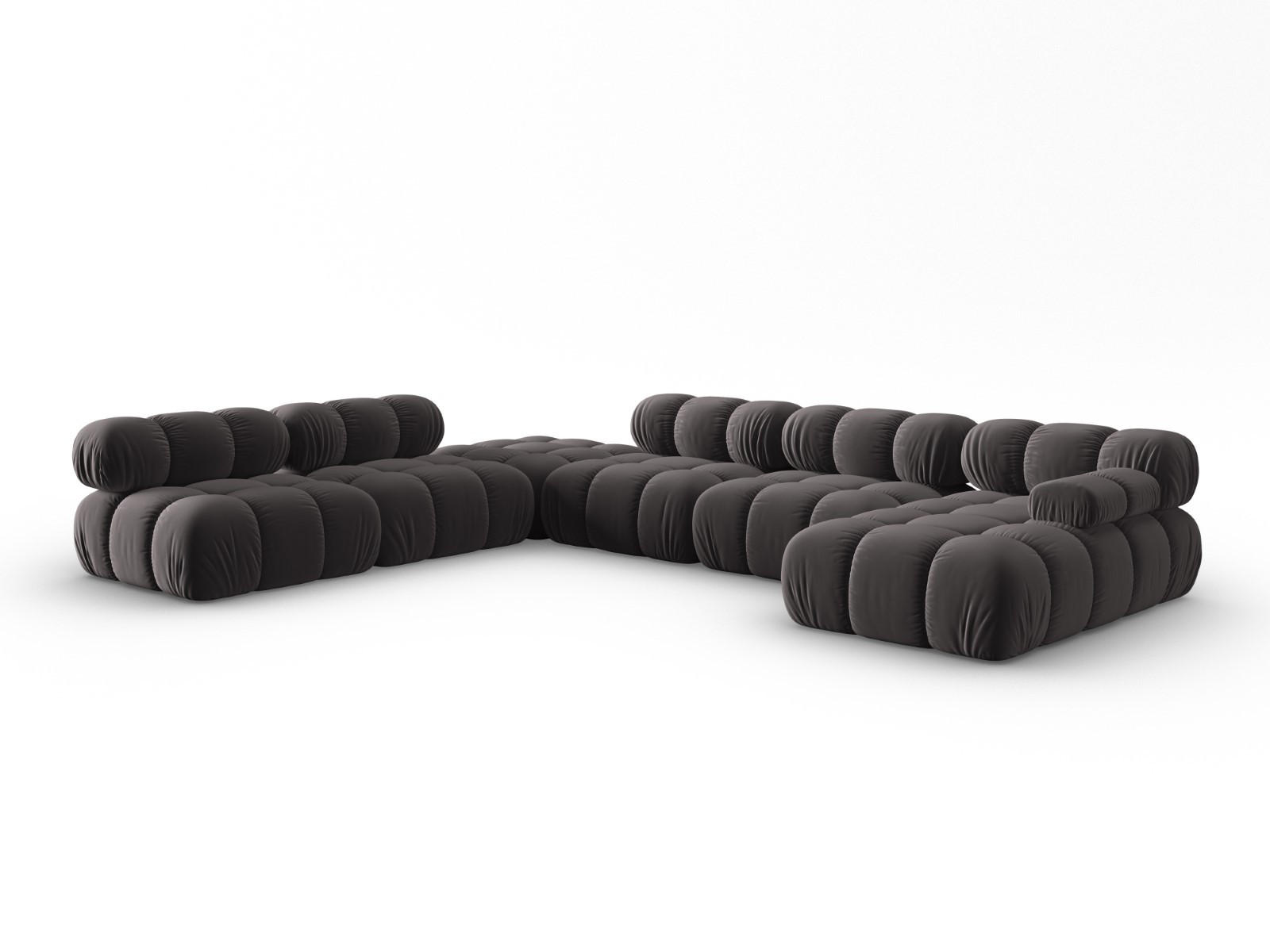 MODULARES-PANORAMASOFA links Bellis aus Samt dunkelgrau 7 Sitzplätze - Dunkelgrau, Textil (282/63/379cm) - Micadoni