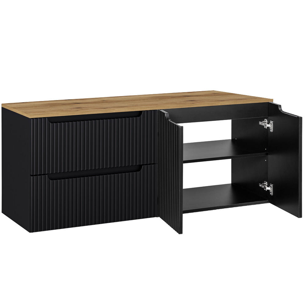 WASCHBECKENSCHRANK Newport-56 - Schwarz, Holzwerkstoff (160/60/40cm) - Lomado