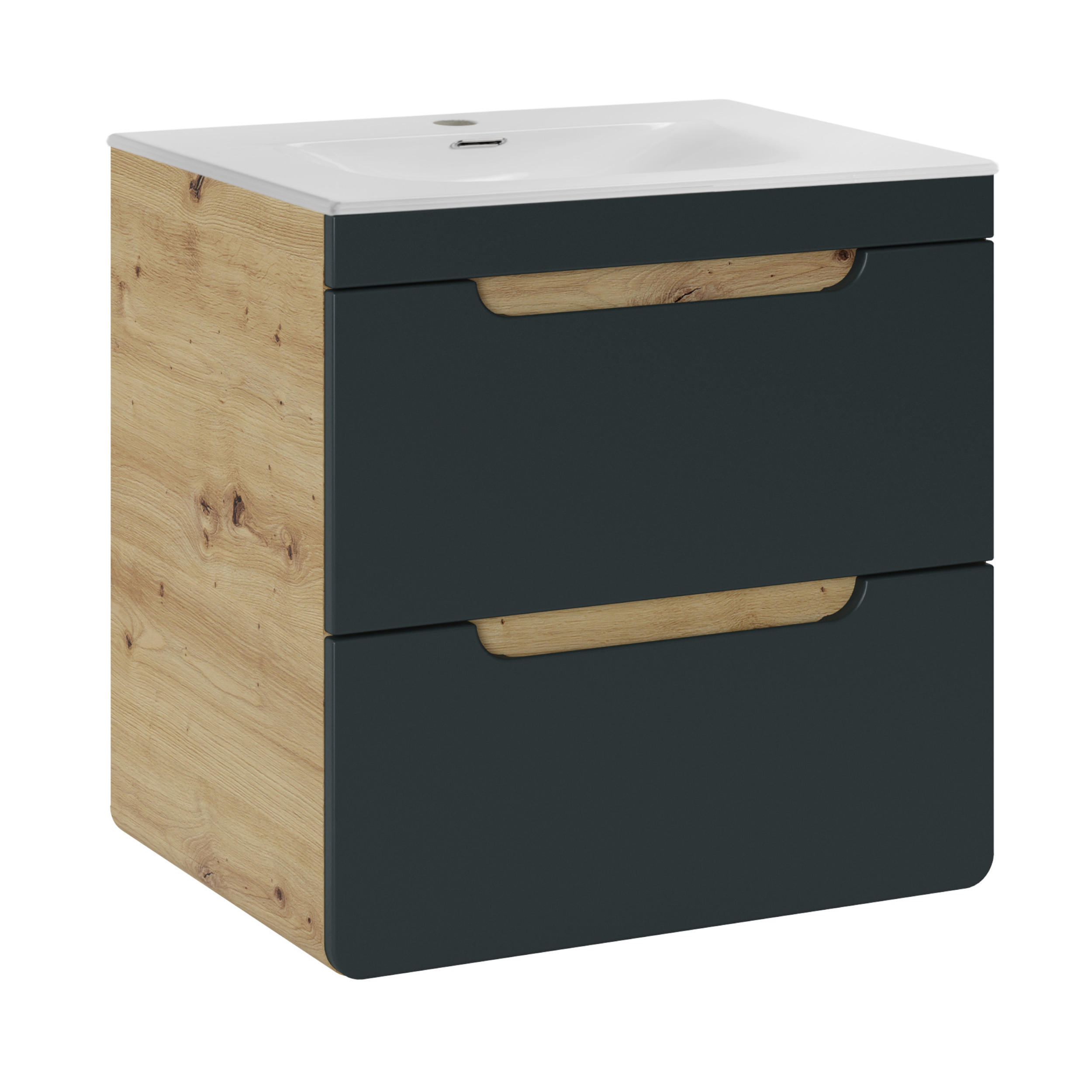 WASHTISCHKOMBI ARVIDA SET1 Eiche Grau - Grau, Glas/Holzwerkstoff (60/59/46cm) - Komodee