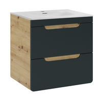 WASHTISCHKOMBI ARVIDA SET1 Eiche Grau - Grau, Glas/Holzwerkstoff (60/59/46cm) - Komodee